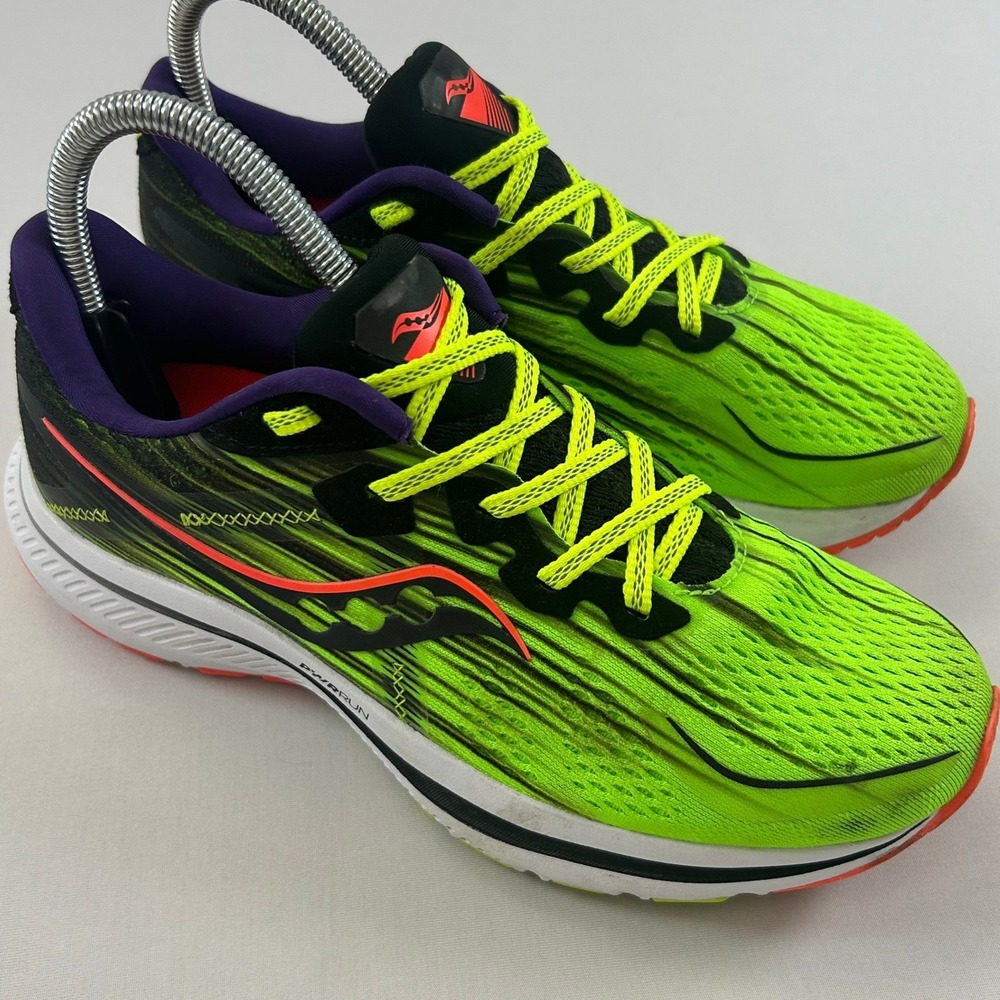 Saucony Running Shoes Womens 7.5 Omni 20 Vizipro PWR RUN Lime Green Black Neon - Picture 2 of 12